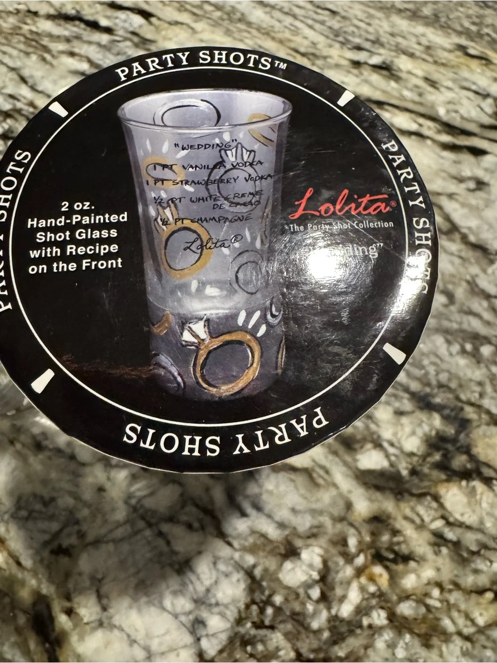 Lolita Black Tin Shot Glass Set with Multicolor Designs